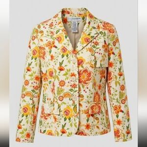 Sag Harbor Multicolor Floral Blazer Womens 12 Statement Jacket Office Spring